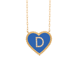 Enamel Heart and Initial Necklace