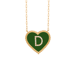 Enamel Heart and Initial Necklace