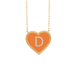 Enamel Heart and Initial Necklace