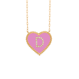 Enamel Heart and Initial Necklace
