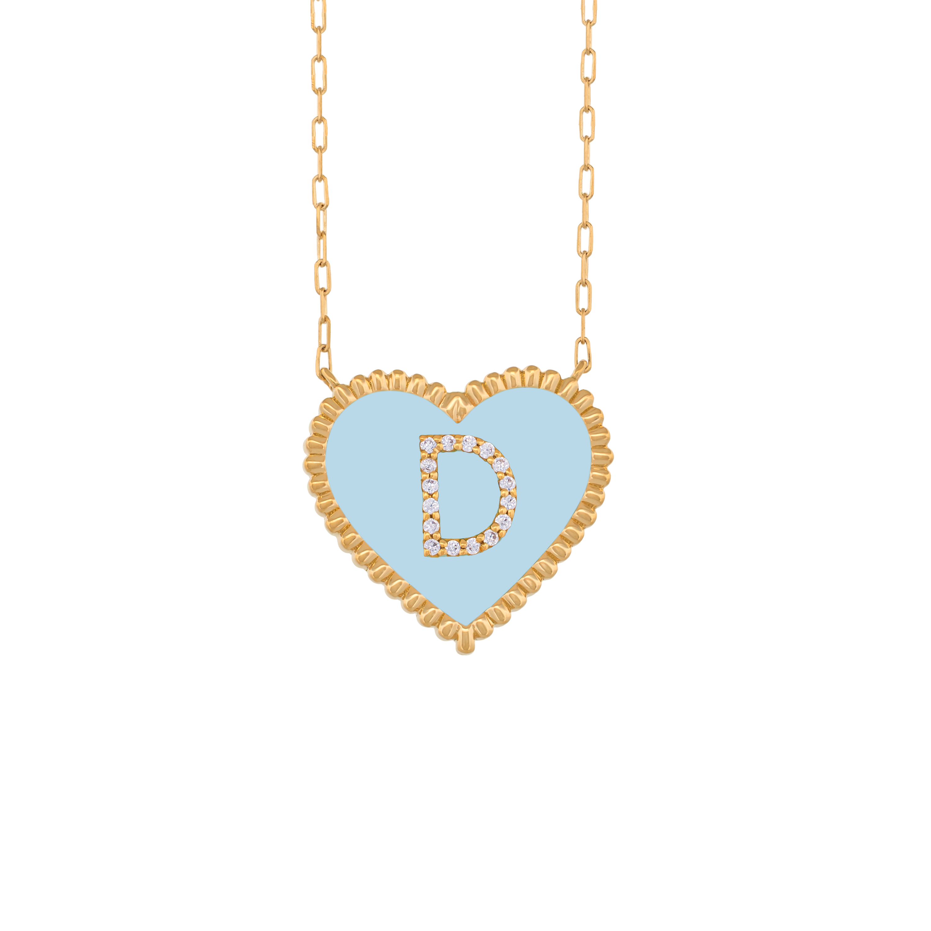 Enamel Heart and Initial Necklace
