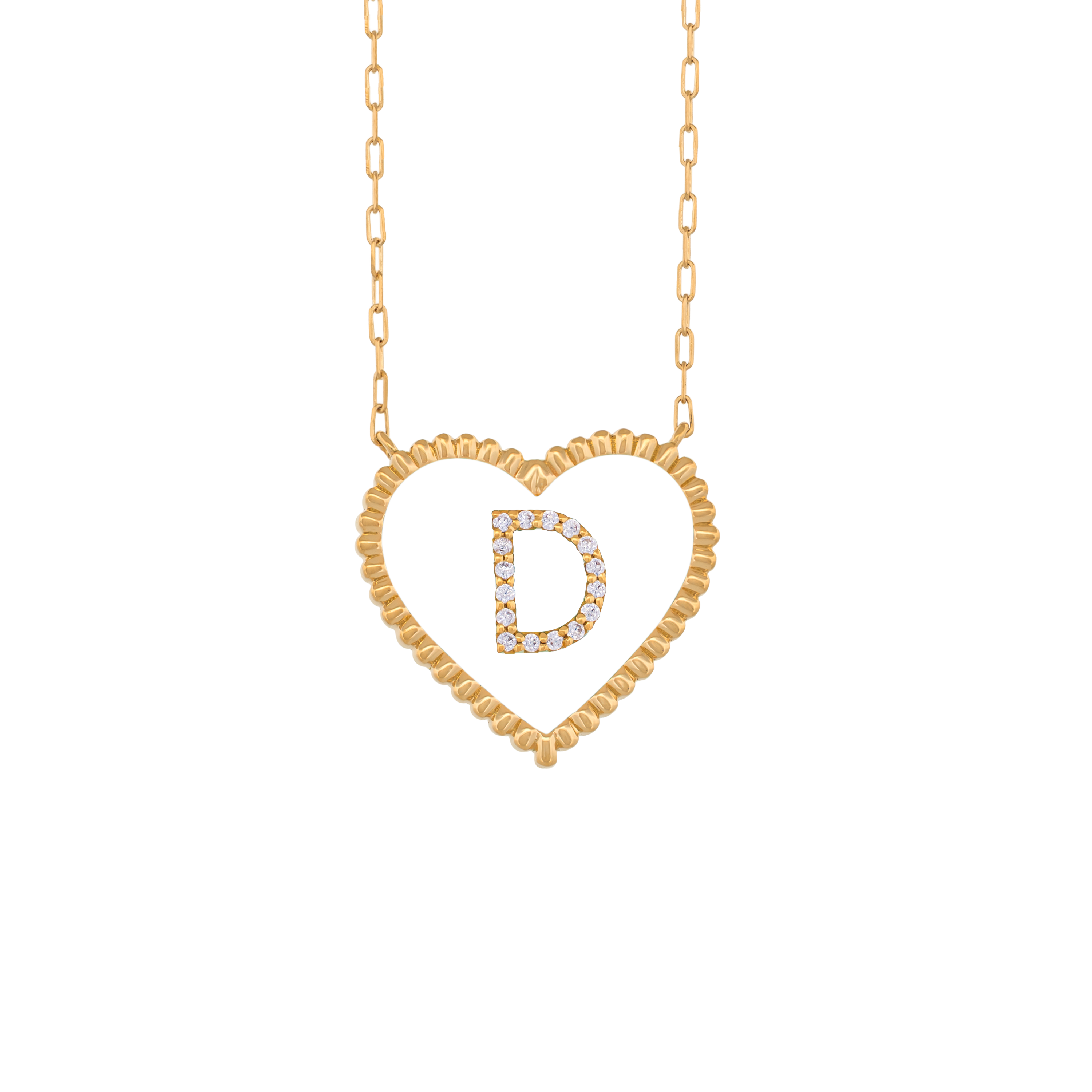 Enamel Heart and Initial Necklace