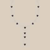 Grey Hearts Long Necklace  - White Gold