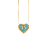 Enamel Heart and Initial Necklace