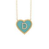 Enamel Heart and Initial Necklace