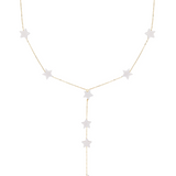 White Stars Long Necklace  - Yellow Gold