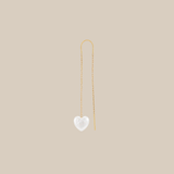 One White Heart Earring  - Yellow Gold