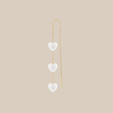 Three White Hearts Earring  - Yellow Gold