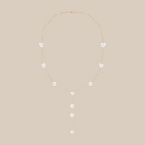White Hearts Long Necklace  - Yellow Gold