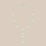White Hearts Long Necklace  - White Gold