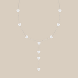 White Hearts Long Necklace  - White Gold