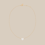 One White Heart Choker  - Yellow Gold