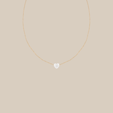 One White Heart Choker  - Yellow Gold