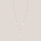 White Stars Long Necklace  - Yellow Gold